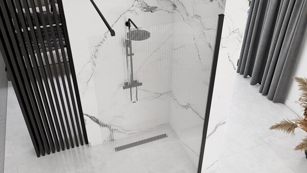 Rea Aero Intimo, paravan de duș 90x200 cm, sticlă transparentă de 8 mm, profil negru, REA-K4123