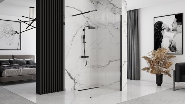 Rea Aero Intimo, paravan de duș 90x200 cm, sticlă transparentă de 8 mm, profil negru, REA-K4123