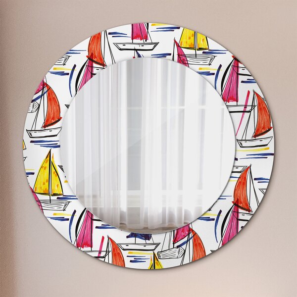 Oglindomat.ro Oglinda cu decor rotunda Oglinda cu decor rotunda Barca pe lac lsdo-00161