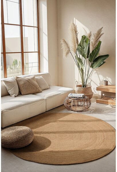 Covor în culoare naturală reversibil rotund din iută ø 140 cm Braided – Hanse Home