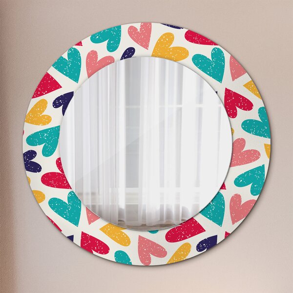 Oglindomat.ro Oglinda cu decor rotunda Oglinda cu decor rotunda Inimi colorate lsdo-00162