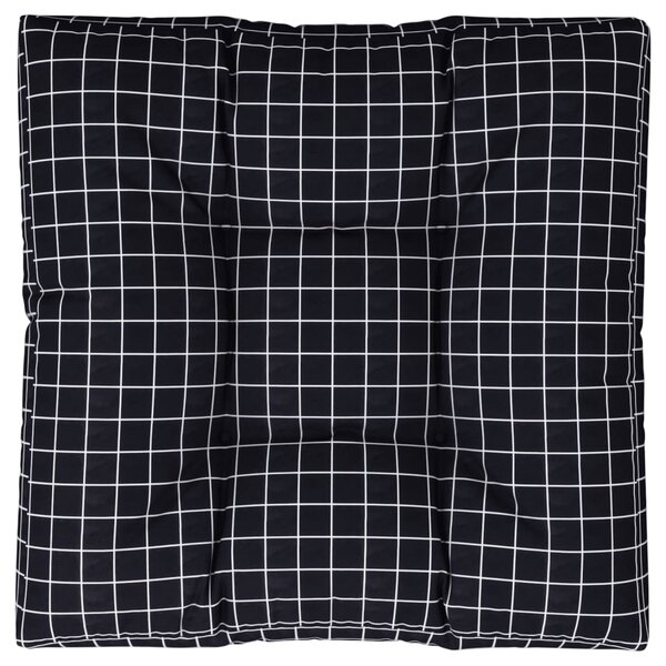 Pernă de paleți, negru, 70x70x12 cm, textil, model carouri