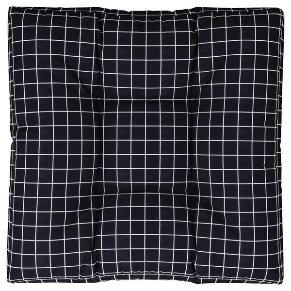 Pernă de paleți, negru, 80x80x12 cm, textil, model carouri