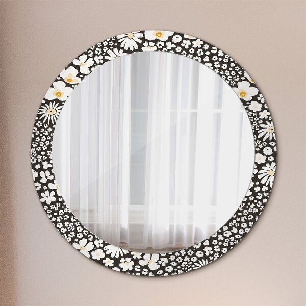 Oglinda rotunda cu rama imprimata Stokrotka ivory fi 80 cm