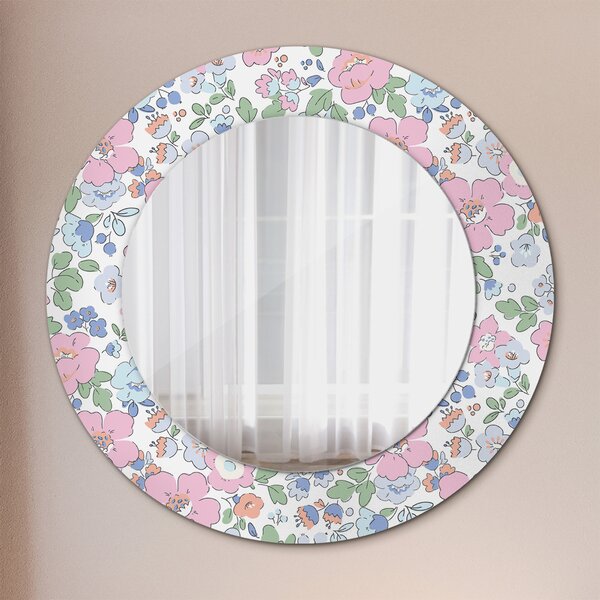 Oglindomat.ro Oglinda rotunda rama cu imprimeu Oglinda rotunda rama cu imprimeu Flori delicate lsdo-00193