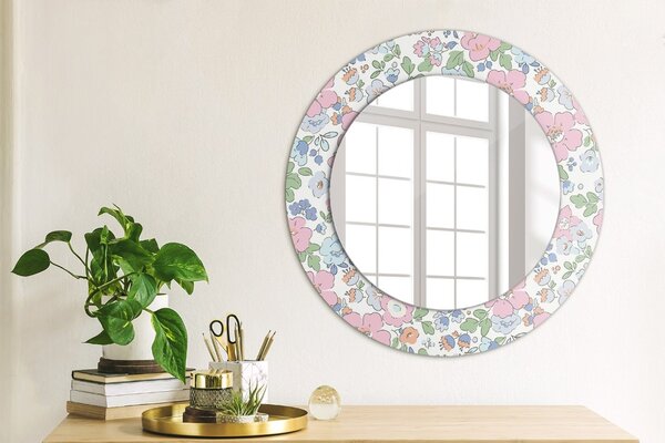 Oglindomat.ro Oglinda rotunda rama cu imprimeu Oglinda rotunda rama cu imprimeu Flori delicate lsdo-00193