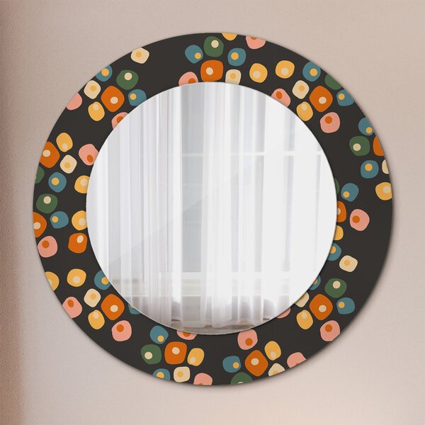Oglindomat.ro Oglinda cu decor rotunda Oglinda cu decor rotunda Puncte de flori lsdo-00199