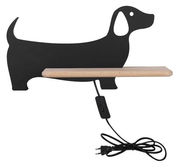 Aplică LED cu raft pentru copii DOG LED/5W/230V negru/lemn