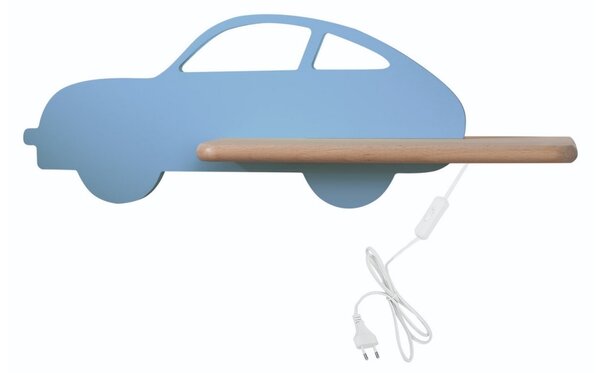Aplică LED cu raft pentru copii CAR LED/5W/230V albastru/lemn