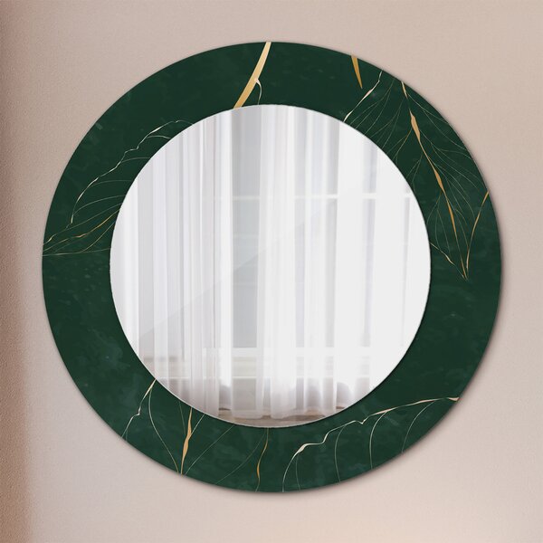 Oglindomat.ro Oglinda cu decor rotunda Oglinda cu decor rotunda Frunze de aur delicate lsdo-00202