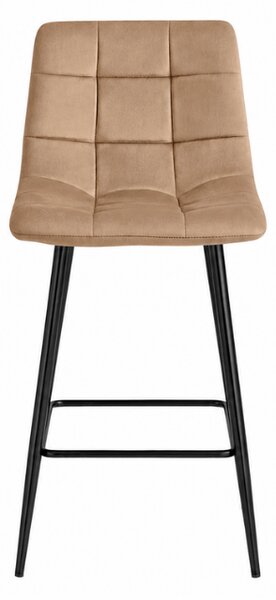 Scaun de bar cu picioare negre ARCETO VELVET, maro
