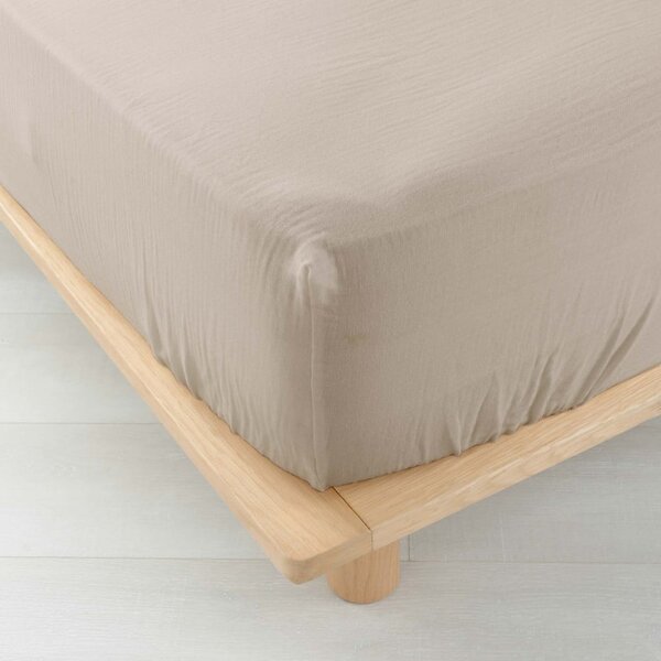 Cearceaf bej din muselină cu elastic 160x200 cm Angelia – douceur d'intérieur