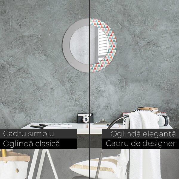 Oglindomat.ro Oglinda rotunda rama cu imprimeu Oglinda rotunda rama cu imprimeu Model geometric lsdo-00208