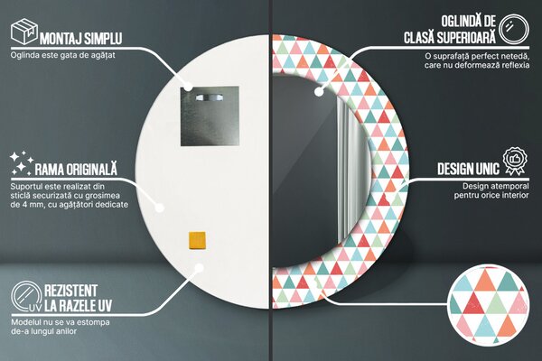 Oglindomat.ro Oglinda rotunda rama cu imprimeu Oglinda rotunda rama cu imprimeu Model geometric lsdo-00208