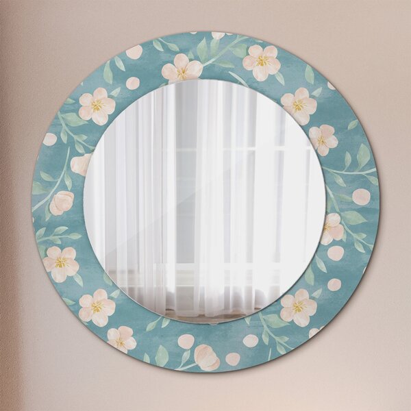 Oglindomat.ro Oglinda rotunda rama cu imprimeu Oglinda rotunda rama cu imprimeu Model floral lsdo-00209