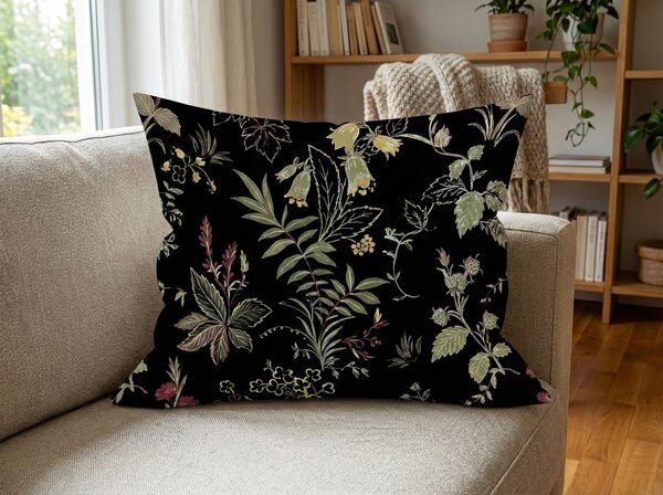 Husa de perna din bumbac FLORWELLA 40x45 cm, negru