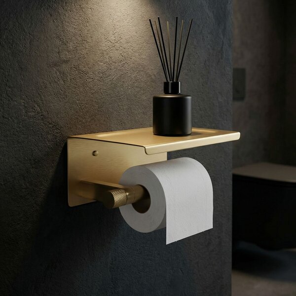 Suport pentru hârtie igienică cu poliță 39105A ORI Brush Gold