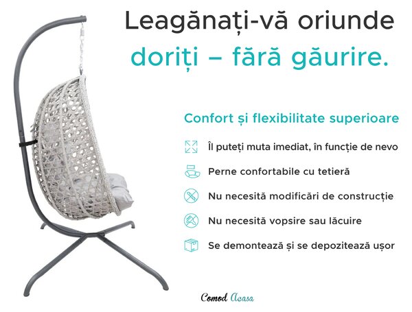 Scaun suspendat MOLINE cu suport, negru