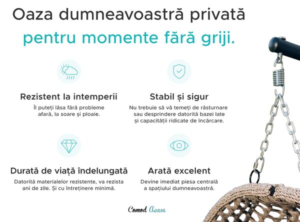 Scaun suspendat MOLINE cu suport, negru