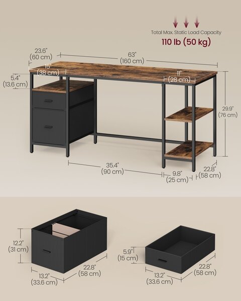 Birou Vasagle Maro 160x60x76 cm