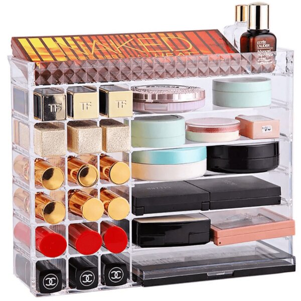 Organizator de machiaj transparent cu cristale - 24 compartimente