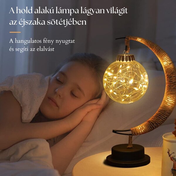 Lampă decorativă de masă Lightball din răchită, formă de lună
