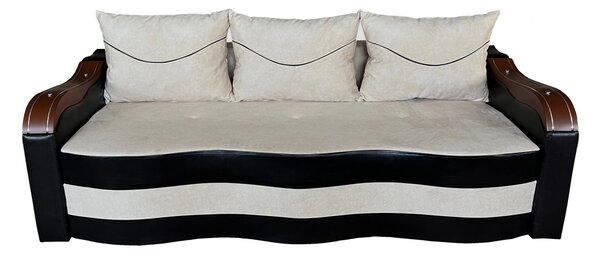 Canapea Extensibila Simona 225x74x100 cm, Crem, Negru