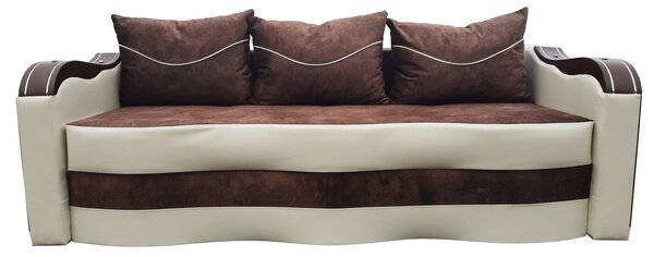 Canapea Extensibila Simona 225x74x100 cm, Maro, Crem
