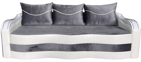 Canapea Extensibila Simona 225x74x100 cm, Gri, Alb