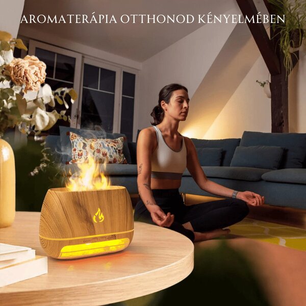 Umidificator de aromaterapie cu flacără, efect de flacără, recipient pentru sare și sare de Himalaya