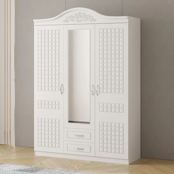 Duap ZQE 012 MDF - 3 Usi +2 Sertare, 150x200x50 cm, Alb