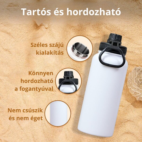 Termos din oțel inoxidabil cu capac etanș pentru băuturi reci și calde - 950 ml - Alb