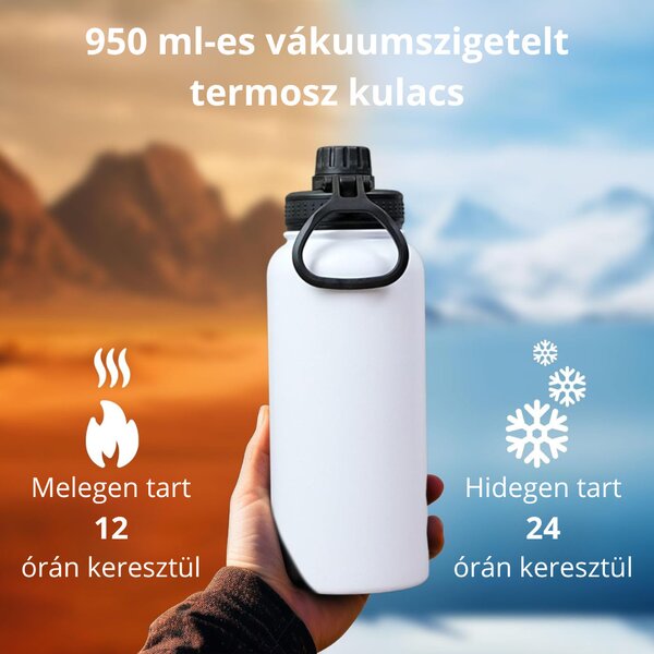 Termos din oțel inoxidabil cu capac etanș pentru băuturi reci și calde - 950 ml - Alb
