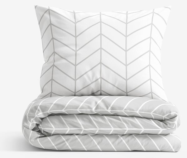 Goldea lenjerie de pat din 100% bumbac - zig-zag alb și gri 140 x 200 și 50 x 70 cm
