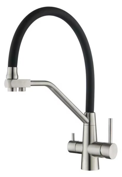 Baterie de lavoar Zegor Black-Crom cu filtru de apă, cioc flexibil și rigid - SAM18-F090YB