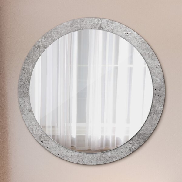 Oglinda rotunda cu rama imprimata Beton gri fi 90 cm