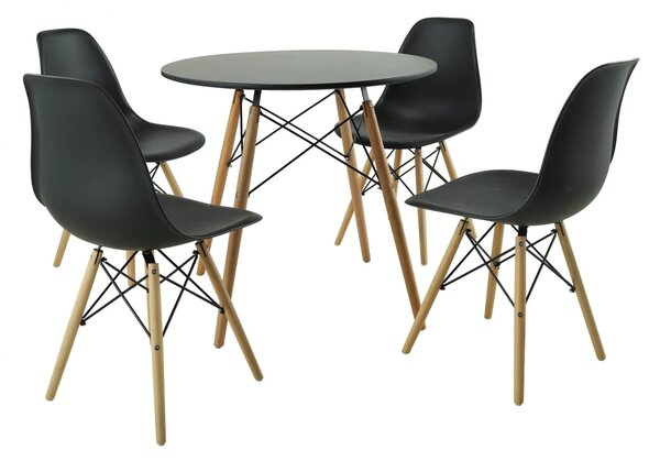 Set Masa DA151BK,80x75 cm 4 Scaune, 46x55x83 cm, DA232BK