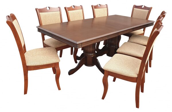Set Masa RH7132 + 8 Scaune RH8100,160x100x77 cm, Dirty Oak