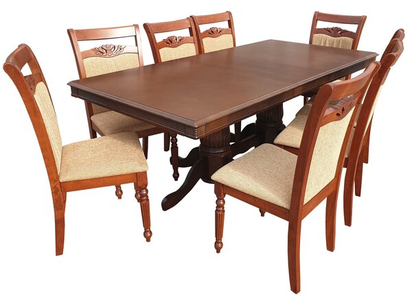 Set Masa RH7132 + 8 Scaune RH8064,160x100x77 cm, Dirty oak