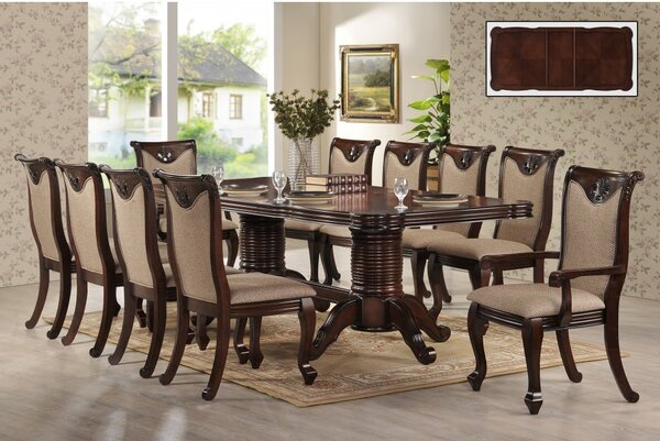 Set masa AC3268T + 10 Scaune, Dark Brown