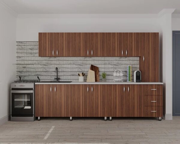 Bucatarie Yustina nuc, 280x60x200cm