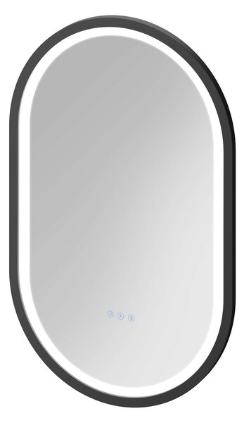 Cersanit Crea II oglindă 50x80 cm oval cu iluminare cu covoraș de încălzire negru S1058–034