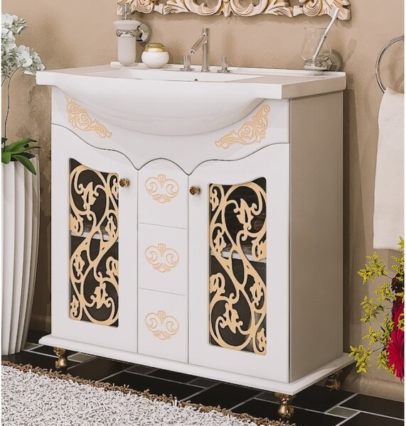 Masca baie + lavoar Pearl, 85x90x51cm, Aur