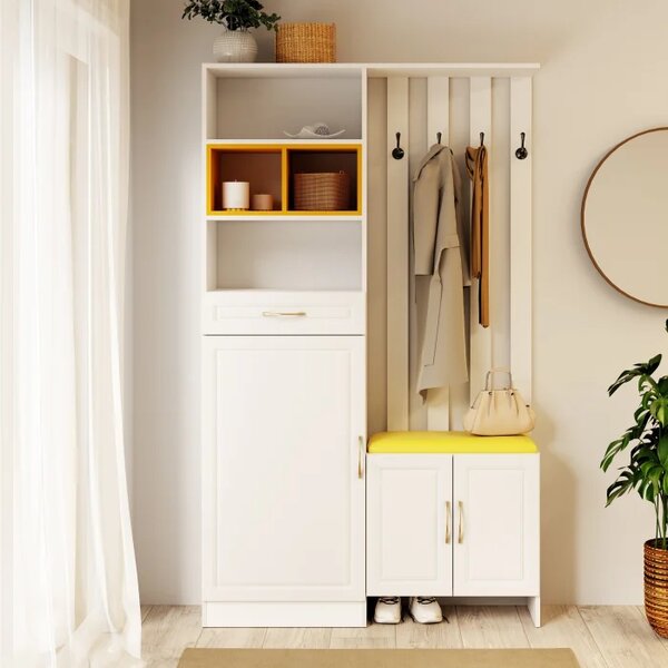 Cuier Elite Alb Galben 120x30x200 cm