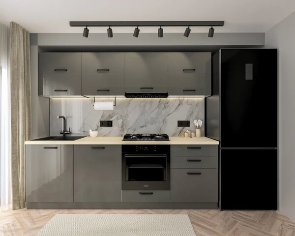 Bucatarie Daria MDF Antracit 303x60x200 cm