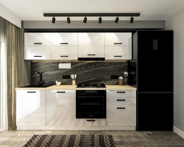 Bucatarie Daria V2 Alb 240x60x200 cm