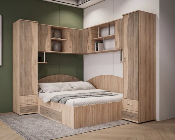 Dormitor Tineret Colt S, Sonoma-Trufe 187x51 247x200 cm