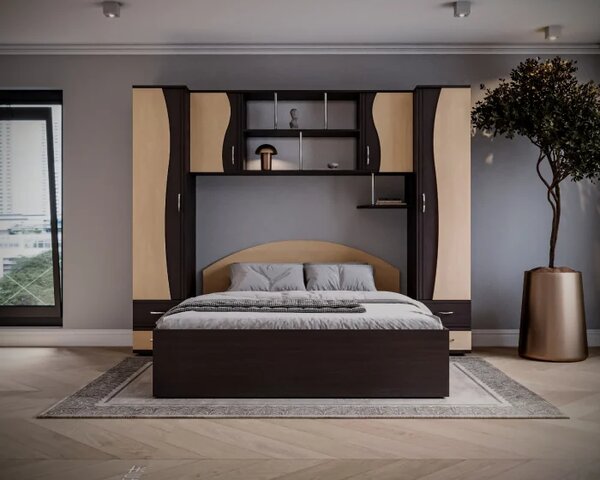 Dormitor Tineret, Wenge+Mesteacan 227x51 205x200 cm