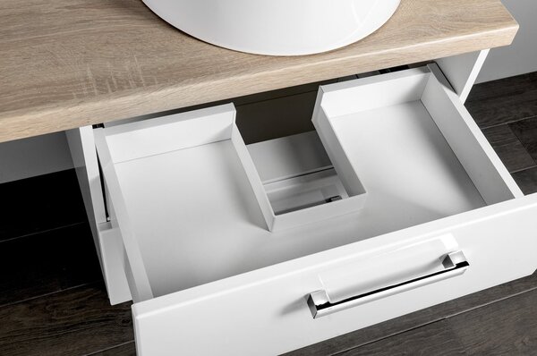 Aqualine Aqualine, VEGA Set mobilier baie, latime 97,5 cm, alb/stejar platina, VG064-02