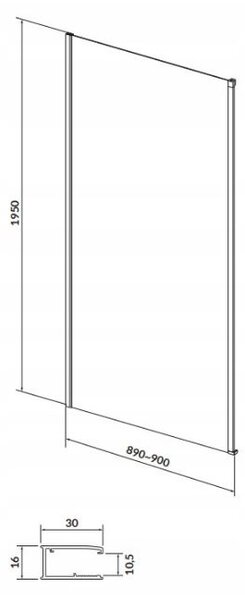 Cersanit LARGA, perete lateral pentru cabine de dus 90x195cm, culoare crom, sticla transparenta, S932-132